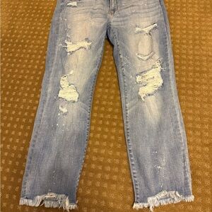 Judy Blue Light Blue Distressed Ankle Jeans